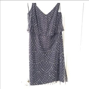 Adrianna papell gray sequin dress